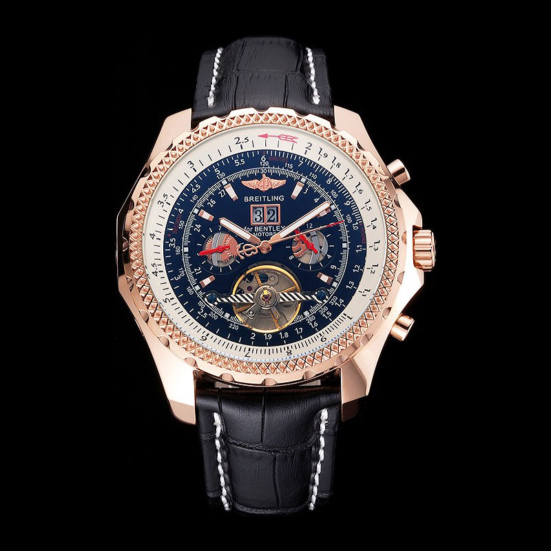 Breitling For Bentley Mulliner Tourbillon Black Dial Rose Gold Case Black Leather Strap BL5643: Image 1