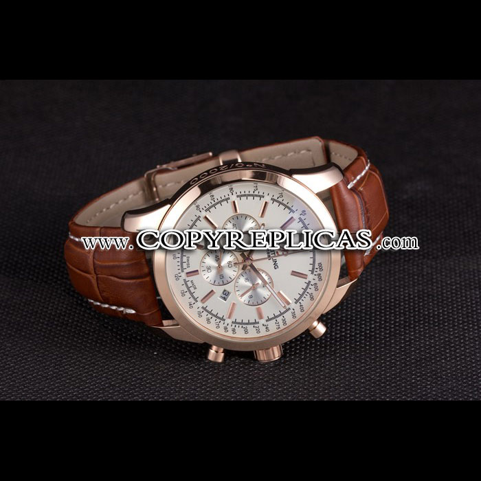 Breitling Transocean White Dial Brown Leather Strap Rose Gold Bezel BL5647: Image 2