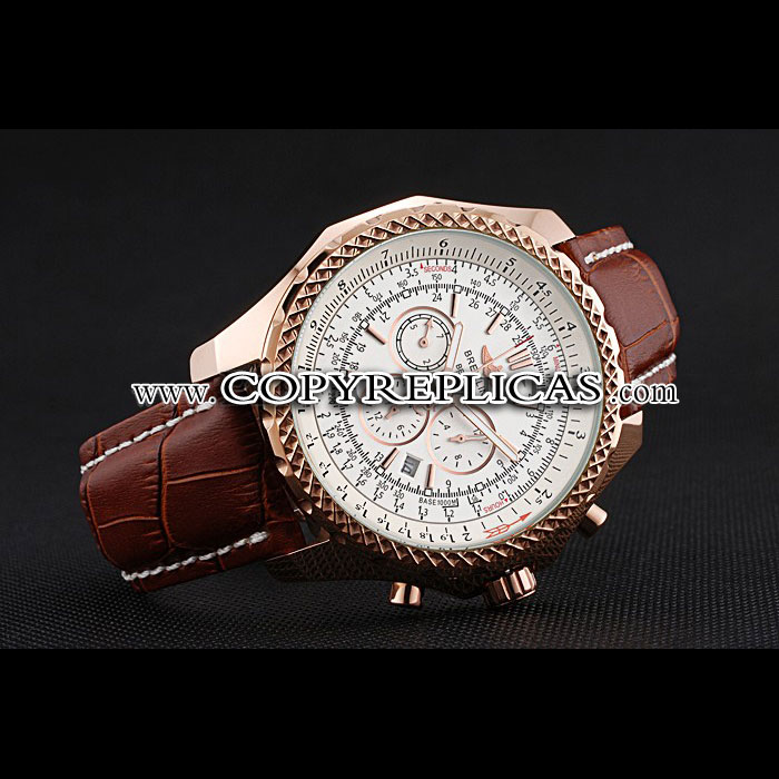 Breitling Bentley Motors Speed Gold Case White Dial Brown Leather Bracelet BL5665: Image 2