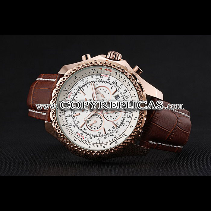 Breitling Bentley Motors Speed Gold Case White Dial Brown Leather Bracelet BL5665: Image 3