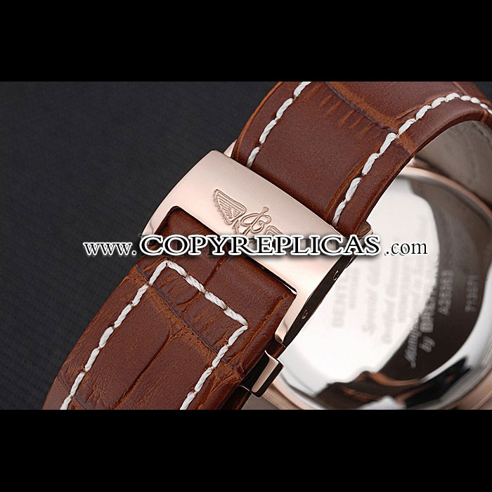 Breitling Bentley Motors Speed Gold Case White Dial Brown Leather Bracelet BL5665: Image 4