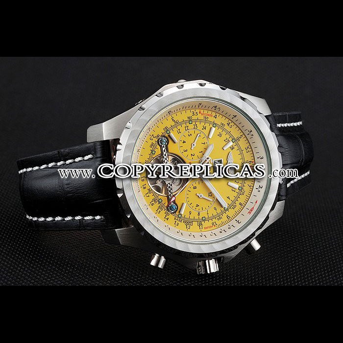 Breitling Bentley Mulliner Tourbillon Yellow Dial Steel Case Black Leather Strap BL5680: Image 2