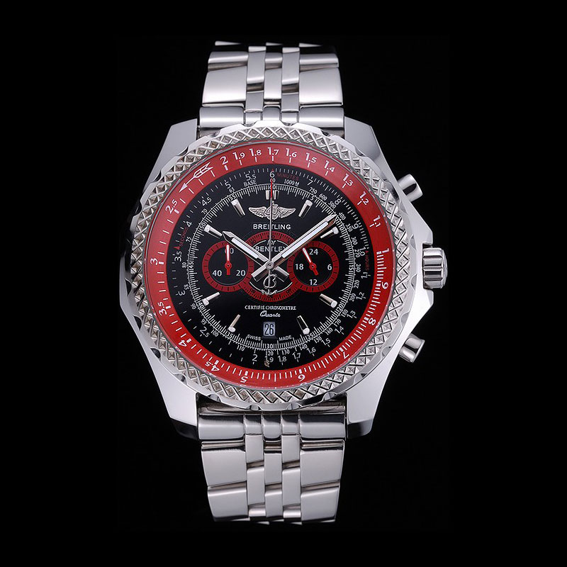 Breilting Bentley Supersports Black Red Dial Stainless Steel Bracelet BL5687: Image 1