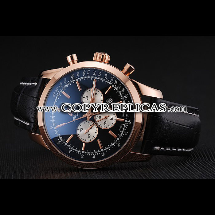 Breitling Transocean Black Dial Black Leather Strap Rose Gold Bezel BL5692: Image 2