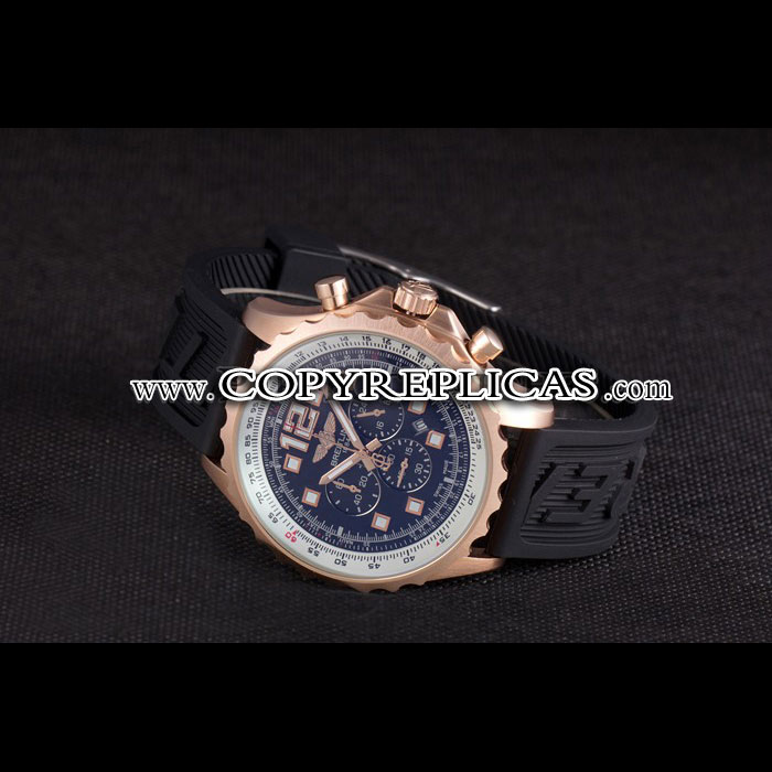 Breitling Navitimer Rosegold Bezel Rubber Strap Black Dial BL5693: Image 3