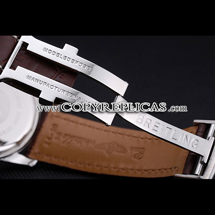 Breitling Transocean Chronograph White Dial Stainless Steel Case Brown Leather Bracelet BL5712: Image 4