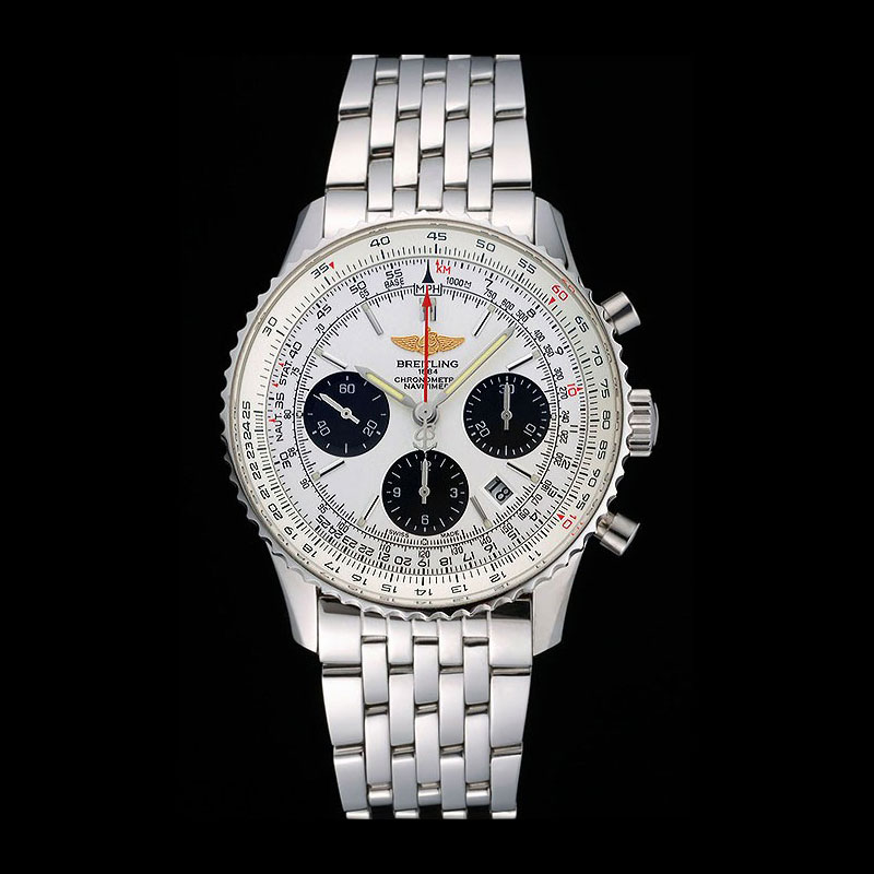 Swiss Breitling Navitimer White Dial Stainless Steel Bracelet BL5714: Image 1