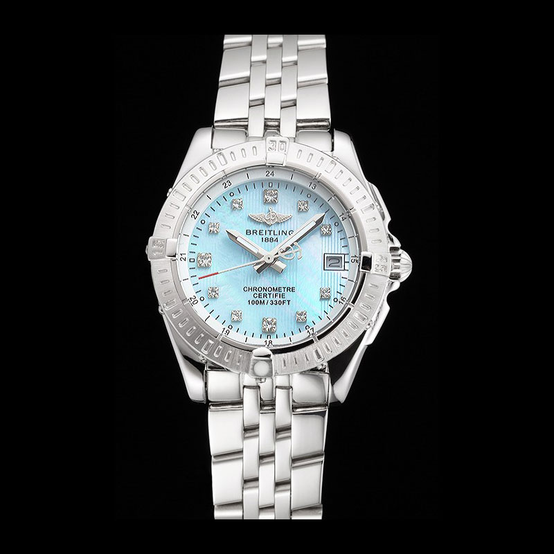 Breitling Colt Lady Light Blue Dial Diamond Hour Marks Stainless Steel Case Bracelet BL5724: Image 1