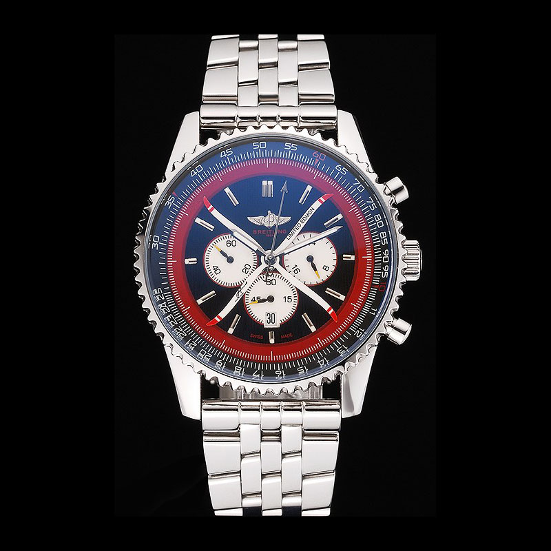 Breitling Certifie Polished Silver Stainless Steel Strap Black Dial Chronograph BL5730: Image 1