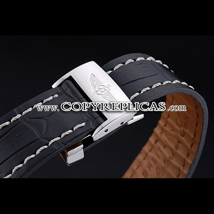 Breitling Transocean Chronograph Unitime Black Dial Steel Case Black Leather Bracelet BL5733: Image 4