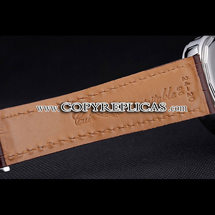 Breitling Transocean Chronograph Unitime White Dial Stainless Steel Case Brown Bracelet BL5748: Image 4