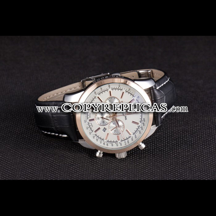 Breitling Transocean White Dial Black Leather Strap Rose Gold Bezel BL5754: Image 2