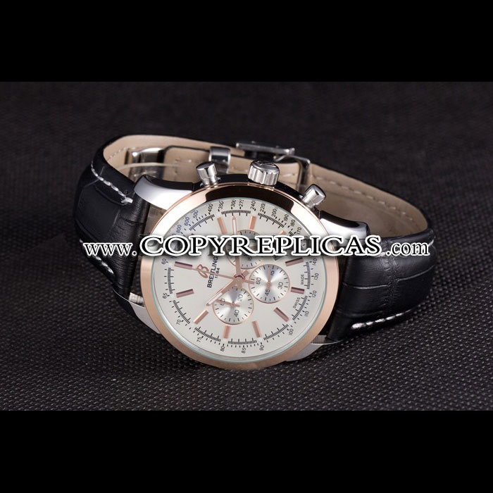 Breitling Transocean White Dial Black Leather Strap Rose Gold Bezel BL5754: Image 3