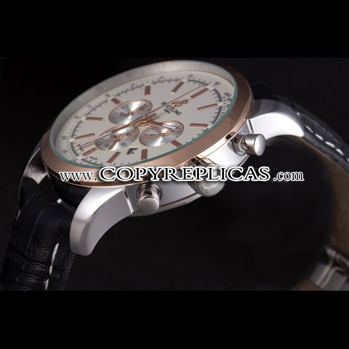 Breitling Transocean White Dial Black Leather Strap Rose Gold Bezel BL5754: Image 4