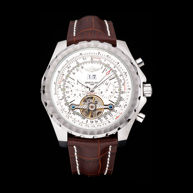 Breitling Bentley Mulliner Tourbillon White Dial Stainless Steel Case Brown Leather Strap BL5762: Image 1