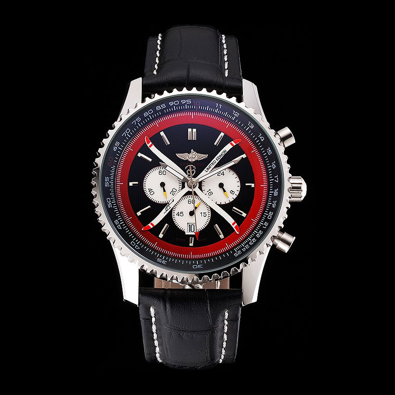 Breitling Certifie Black Leather Strap Black Dial Chronograph BL5767: Image 1