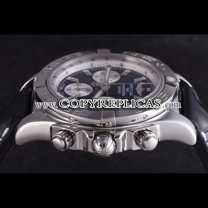 Swiss Breitling Chronomat Black Dial with Black Leather Band BL5768: Image 4