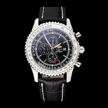 Breitling Navitimer World Black Dial Black Leather Bracelet BL5649