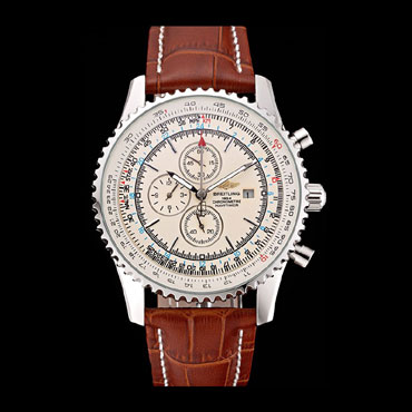 Breitling Navitimer World White Dial Brown Leather Bracelet BL5668