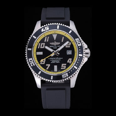 Breitling Superocean Black Yellow Dial Watch BL5696