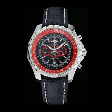 Breilting Bentley Supersports Black Red Dial Black Leather Bracelet BL5749