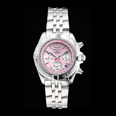 Breitling Chronomat Quartz Pink Dial Stainless Steel Case Bracelet BL5771