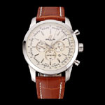 Breitling Transocean Beige Dial Brown Leather Strap Polished Stainless Steel Bezel BL5632