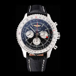 Swiss Breitling Navitimer Black Dial Stainless Stell Case Black Leather Strap BL5644