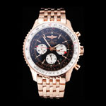 Swiss Breitling Navitimer Black Dial Rose Gold Case Bracelet BL5659