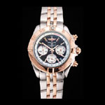 Breitling Chronomat Quartz Dark Blue Dial Rose Gold Stainless Case Two Tone Bracelet BL5674