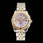 Breitling Colt Lady Pink Dial Diamond Hour Marks Gold Bezel Steel Case Two Tone Bracelet BL5675