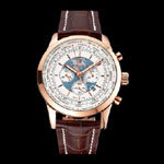 Breitling Chronomat Blue Dial Stainless Steel Case Gold Bezel Blue Leather Strap BL5688