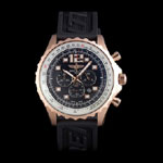 Breitling Navitimer Rosegold Bezel Rubber Strap Black Dial BL5693