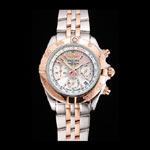 Breitling Chronomat Pearl Dial Rose Gold Bezel Stainless Steel Case Two Tone Bracelet BL5706