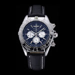 Breitling Chronomat 44 Black Dial with White Subdials Black Leather Bracelet BL5715