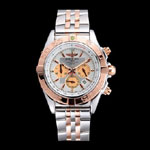 Breitling Chronomat White Dial Rose Gold Bezel Subdials Stainless Steel Two Tone Bracelet BL5721