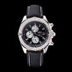 Breitling Chronomat 13 Stainless Steel Case Black Dial Black Leather Bracelet BL5731