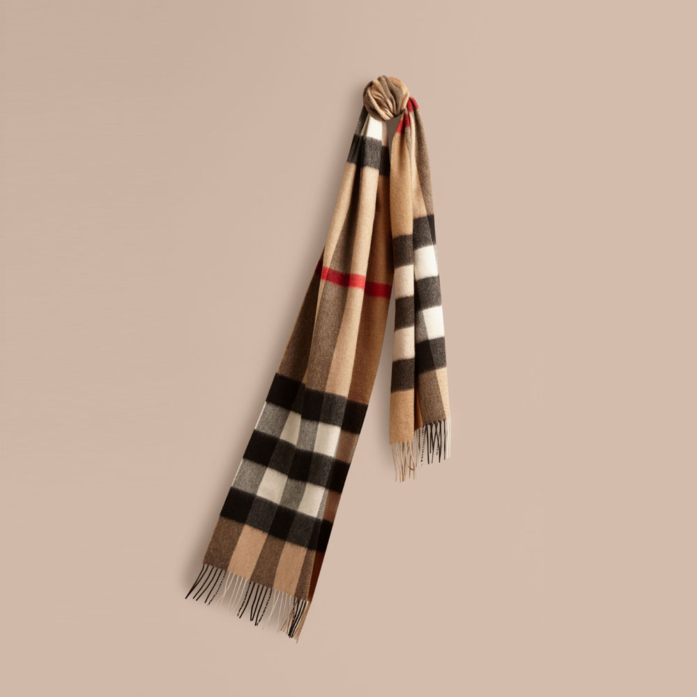 Burberry Giant Exploded Check Cashmere Scarf Camel 37667751: Image 1