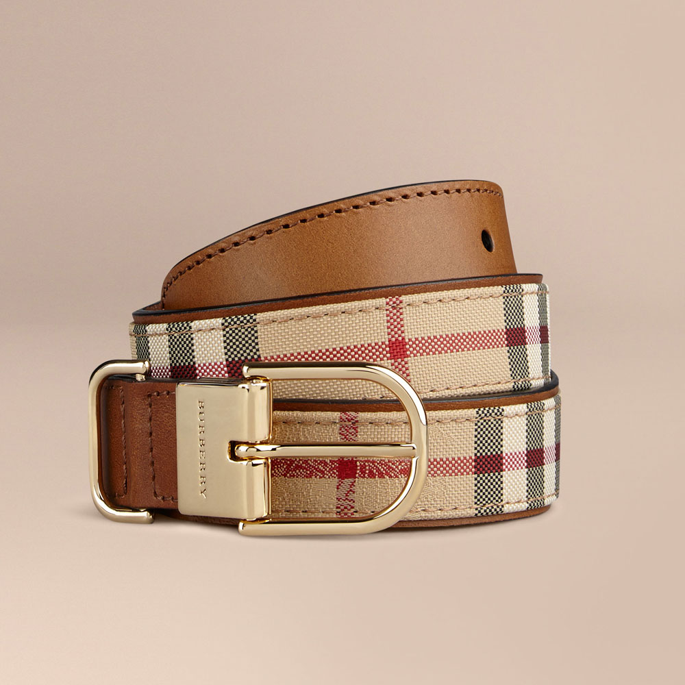 Burberry Horseferry Check and Leather Belt Honey tan 39353671: Image 1