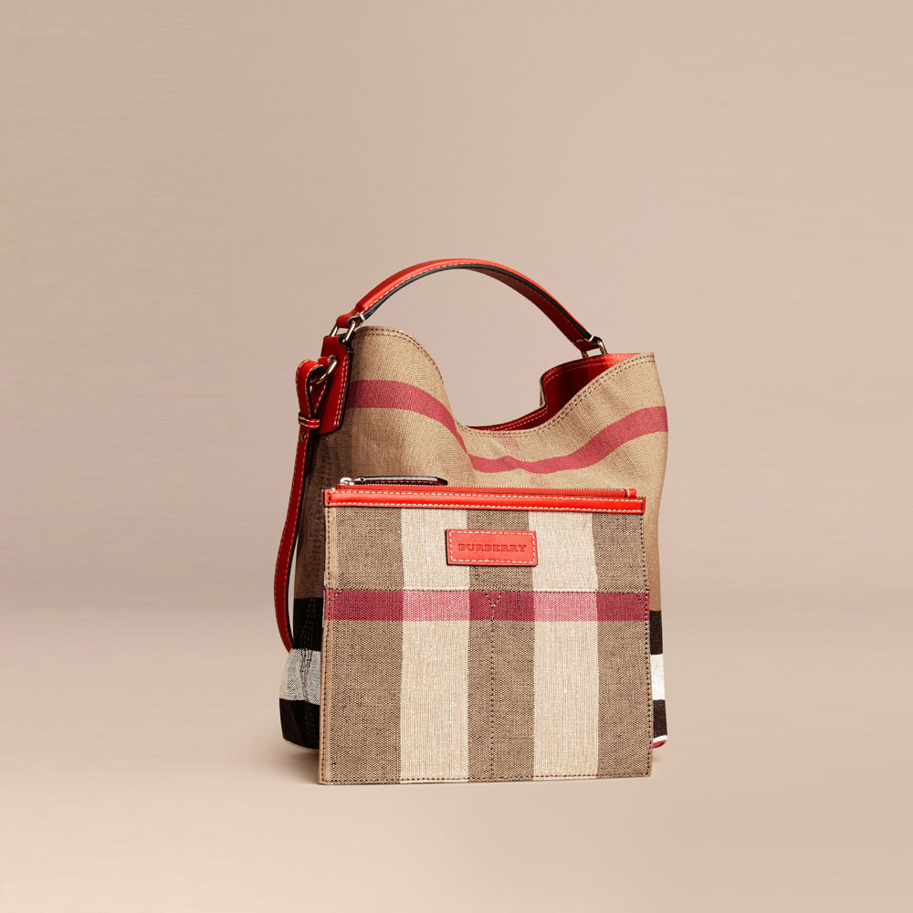 Burberry Medium Ashby in Canvas Check and Leather Cadmium Red 39457281: Image 2