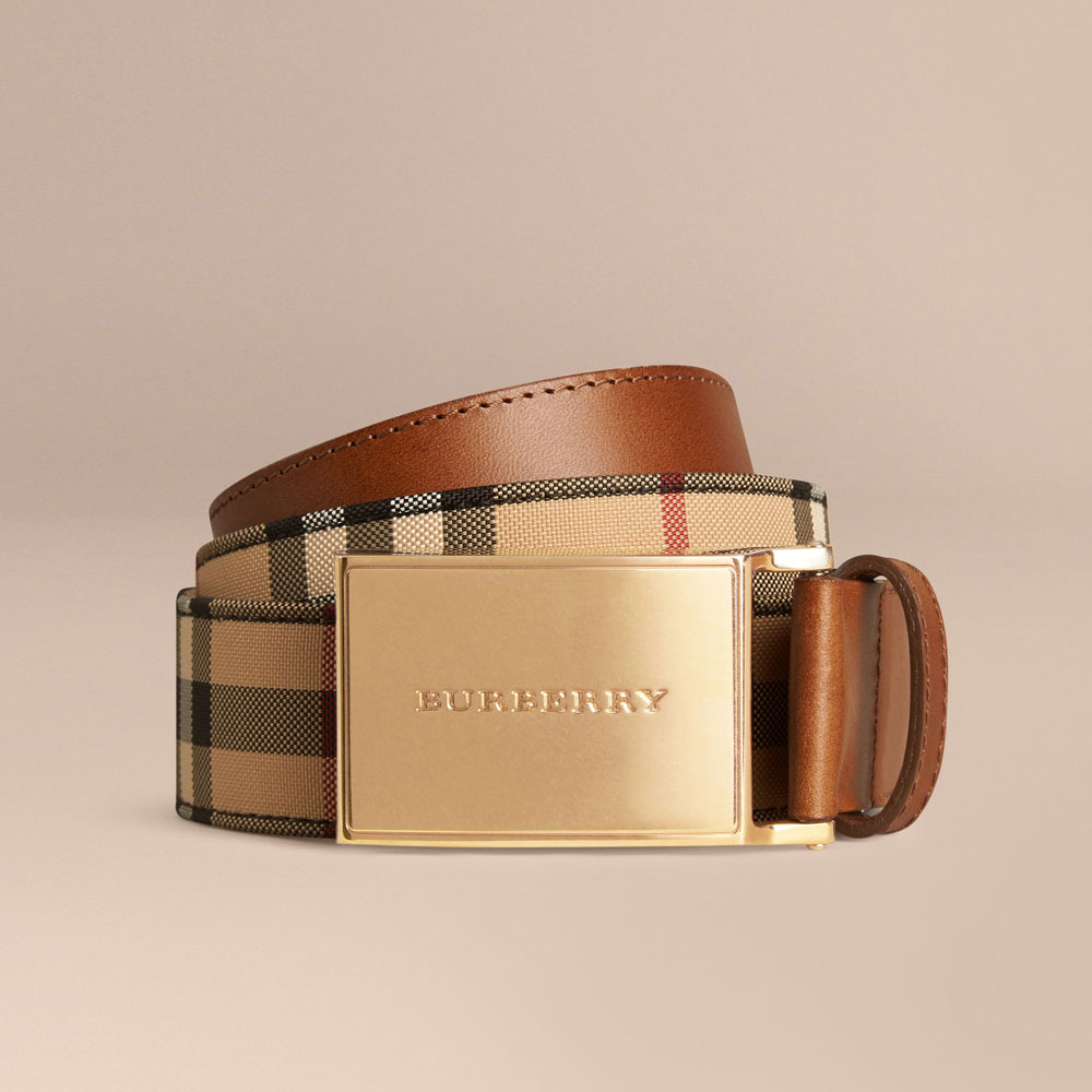 Burberry Horseferry Check and Leather Belt 39758501: Image 1