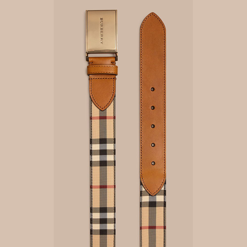 Burberry Horseferry Check and Leather Belt 39758501: Image 2