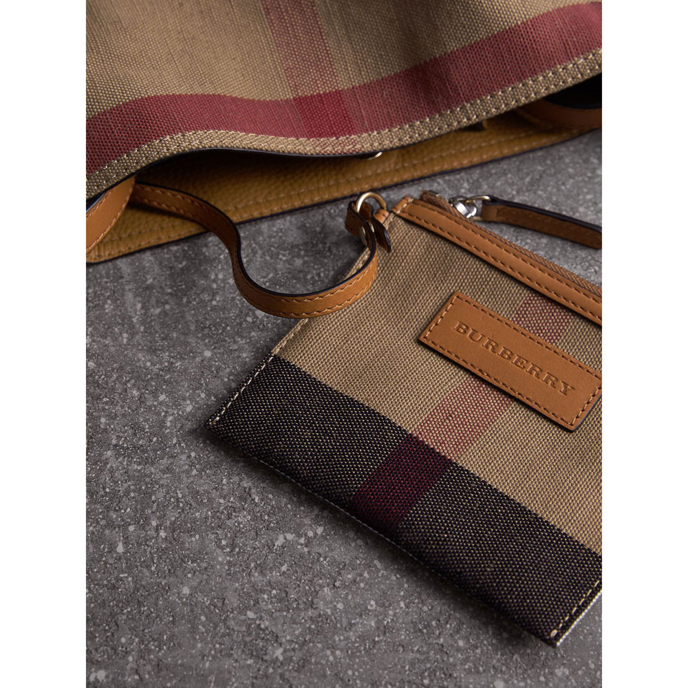 Burberry Small Ashby in Canvas Check and Leather in Saddle Brown 39829331: Image 3