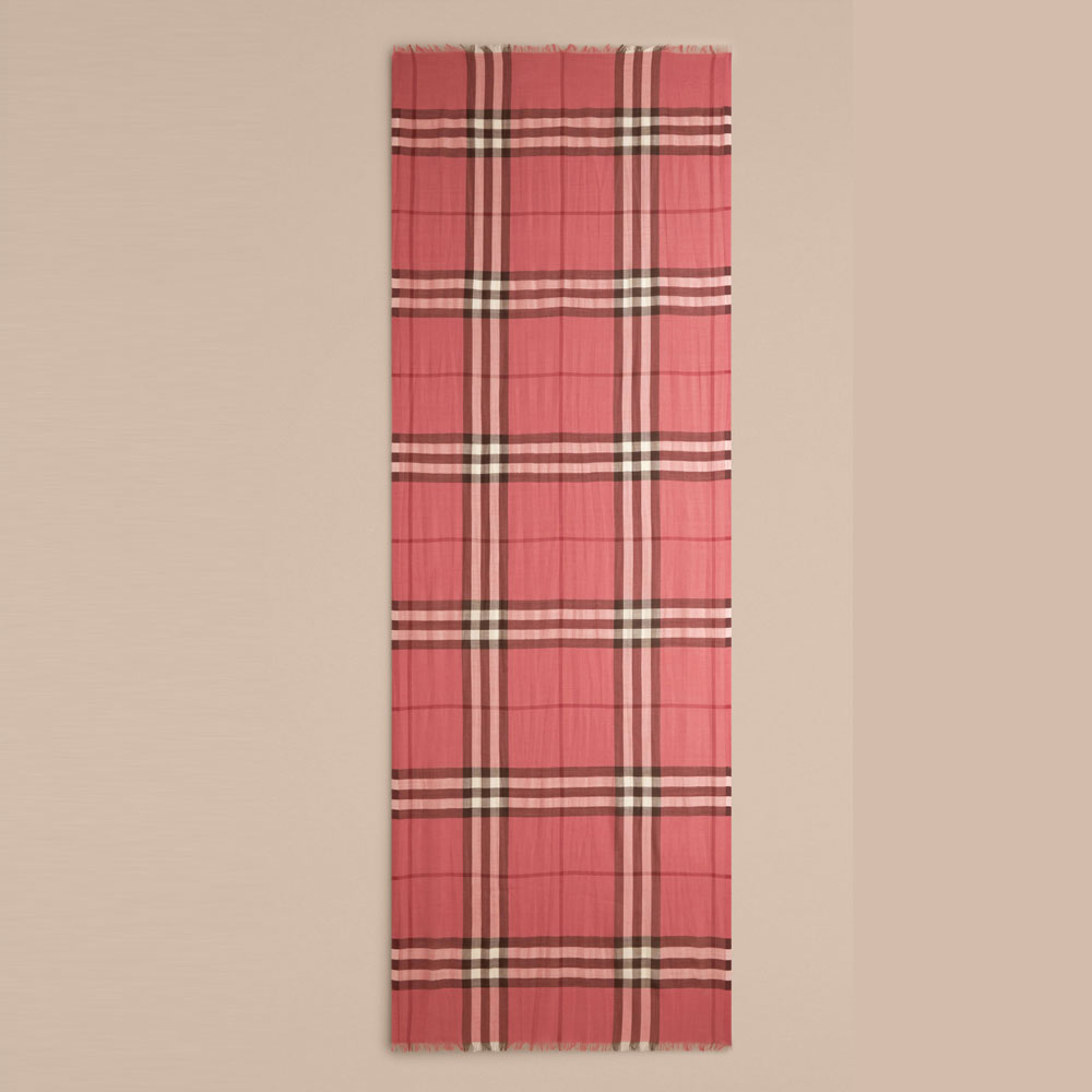 Burberry Lightweight Check Wool and Silk Scarf Blush Pink 39948351: Image 2