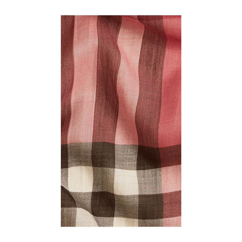 Burberry Lightweight Check Wool and Silk Scarf Blush Pink 39948351: Image 3