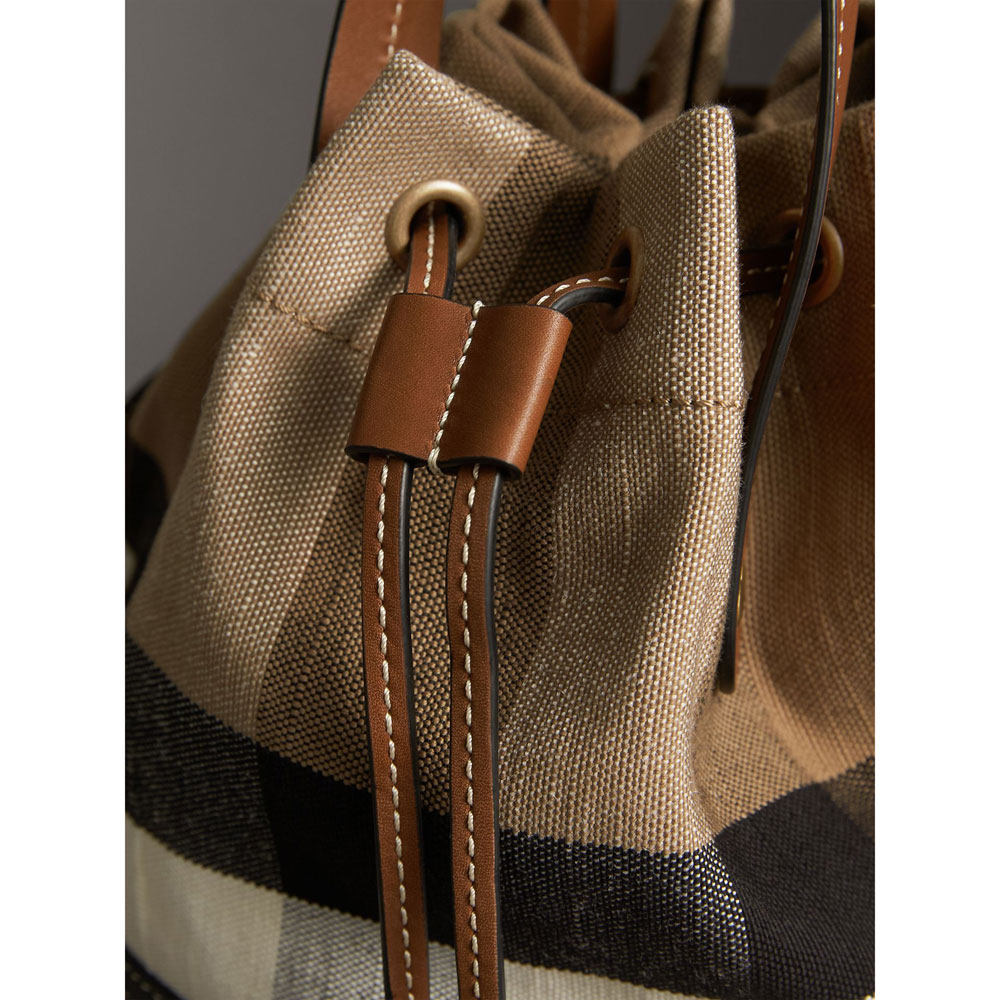 Burberry Small Canvas Check and Leather Bucket Bag in Tan 40495541: Image 4