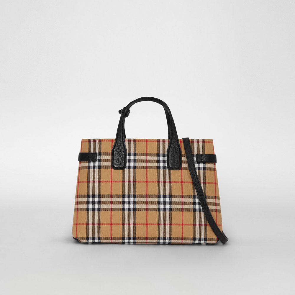 Burberry The Medium Banner in Vintage Check and Leather in Black 40769531: Image 1