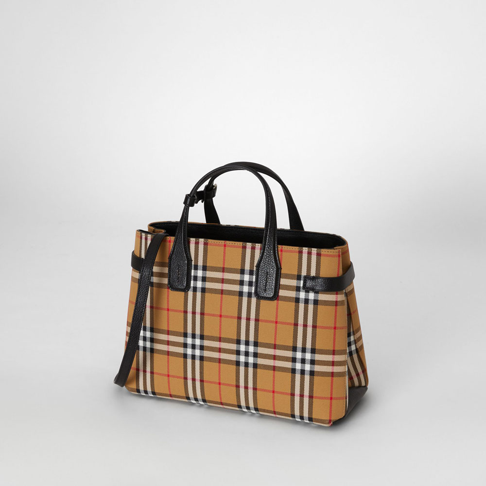 Burberry The Medium Banner in Vintage Check and Leather in Black 40769531: Image 2