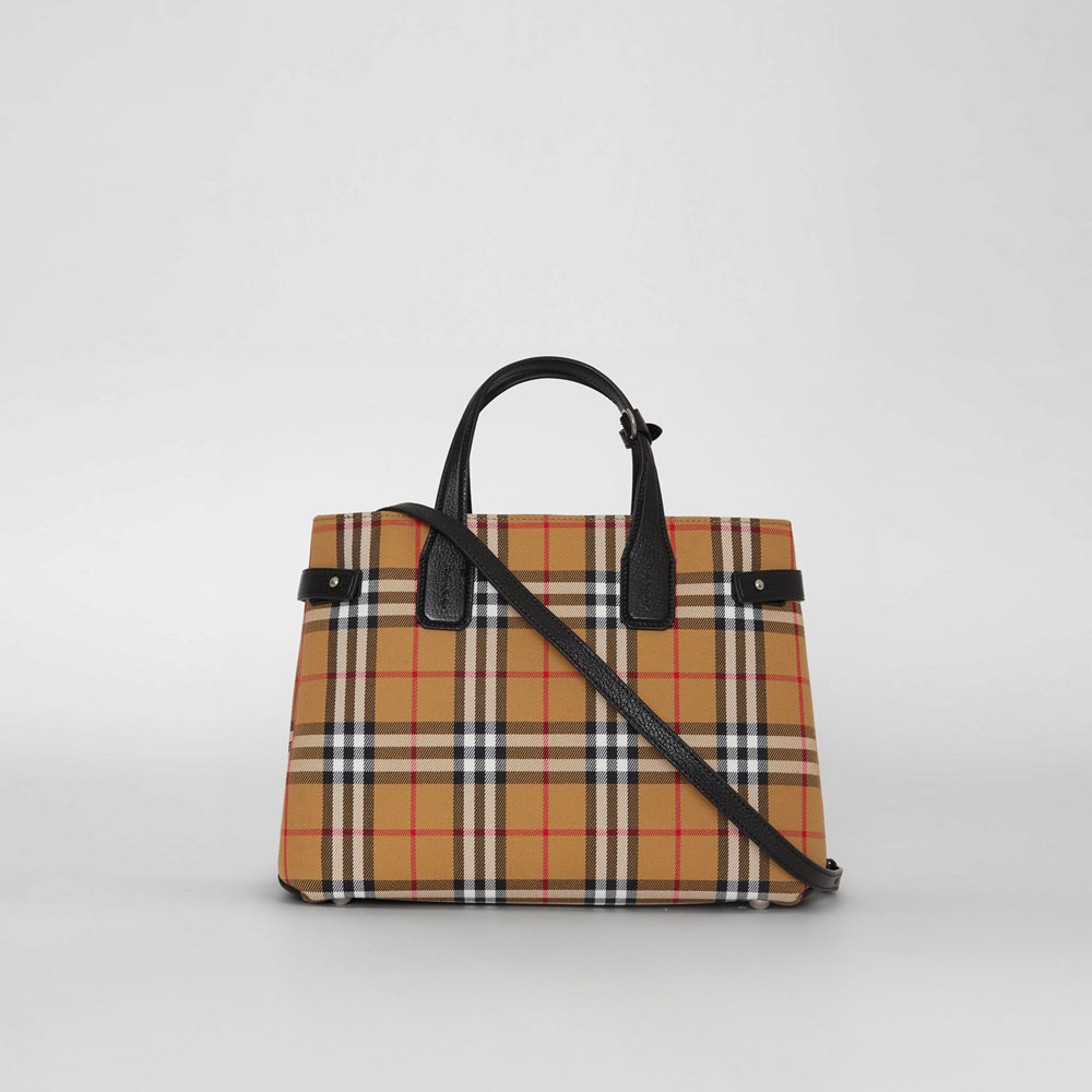 Burberry The Medium Banner in Vintage Check and Leather in Black 40769531: Image 4