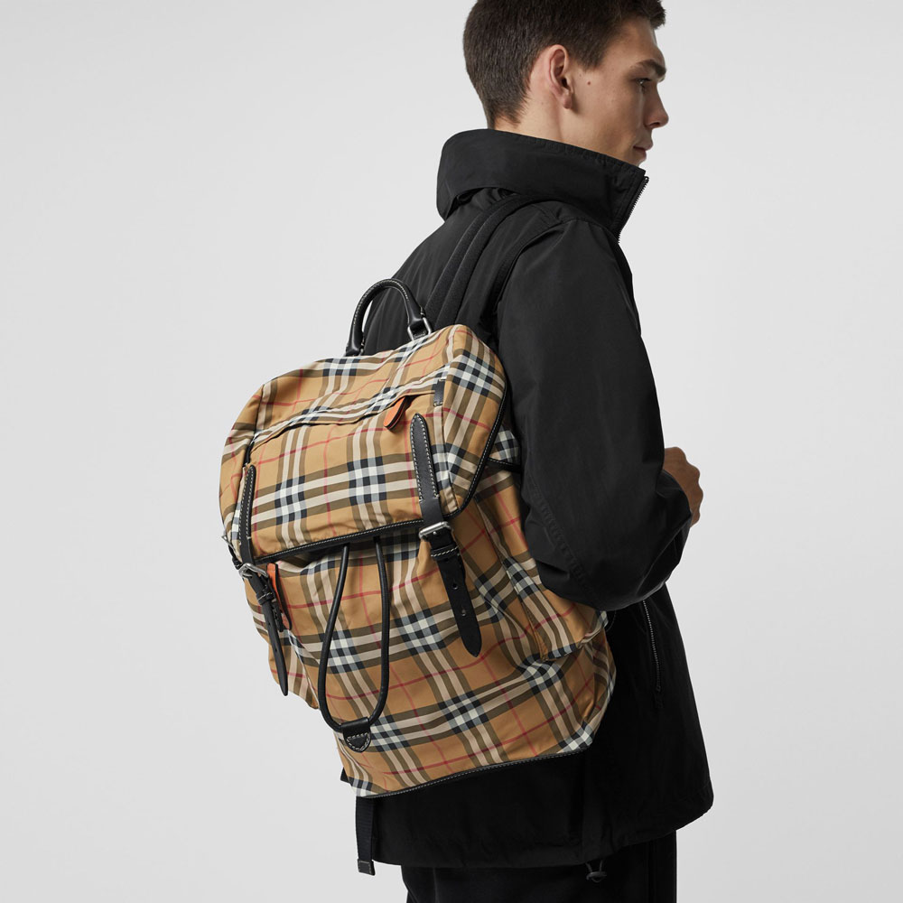 Burberry Vintage Check and Leather Backpack in Antique Yellow 80055161: Image 2